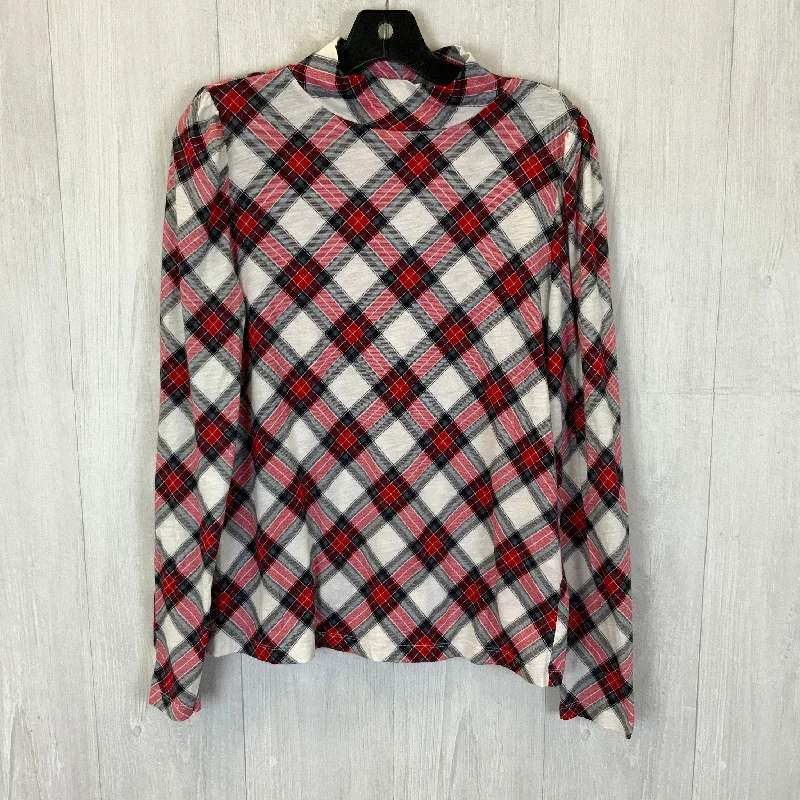 women's tops for maximalist fashion loversTop Long Sleeve Basic By Loft In Plaid Pattern, Size: L