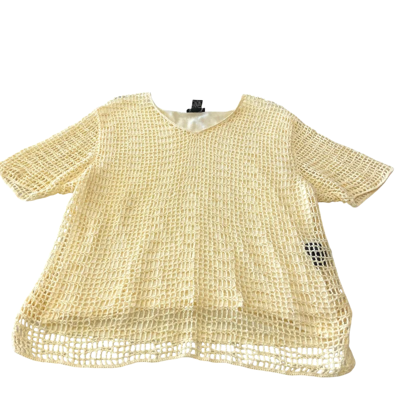 women's stylish topsTop Short Sleeve By MORGAN COLE In Yellow, Size: Xl