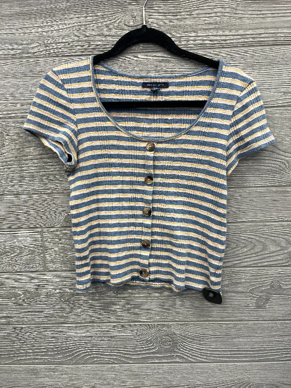 women's tops for those who love to dress up their casual looks with stylish topsTop Short Sleeve By American Eagle In Striped Pattern, Size: S