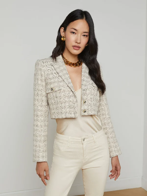 women's coats with embroidered patternsMaura Cropped Tweed Jacket