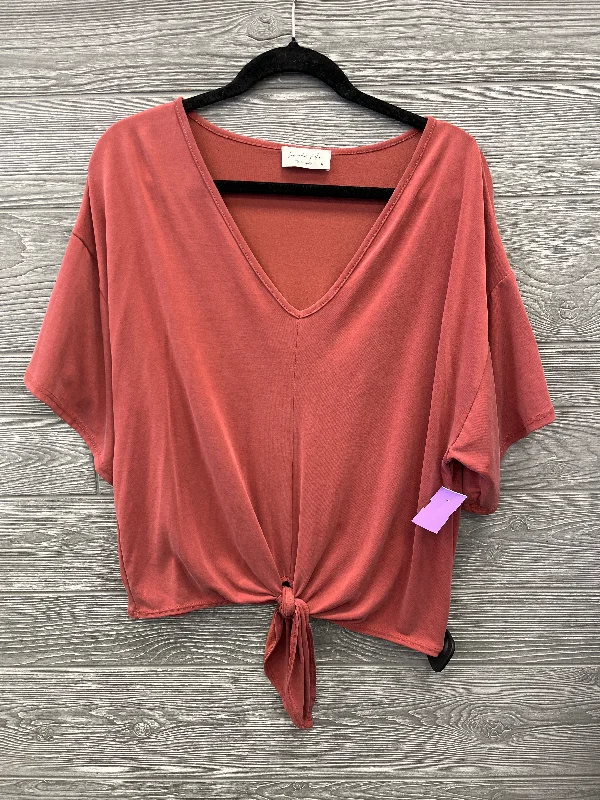 women's tops with spaghetti straps and deep V-necksTop Short Sleeve By Lavender Field In Red, Size: M