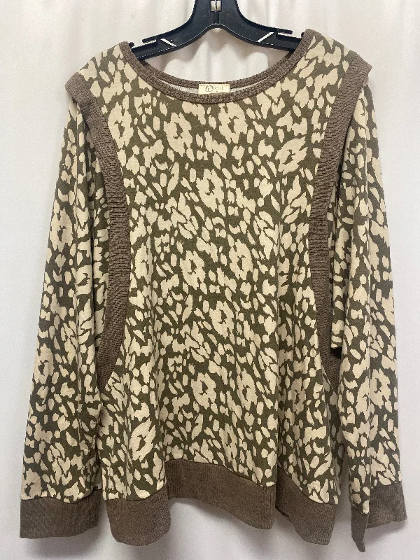 silk women's topsTop Long Sleeve By Clothes Mentor In Brown, Size: 3x