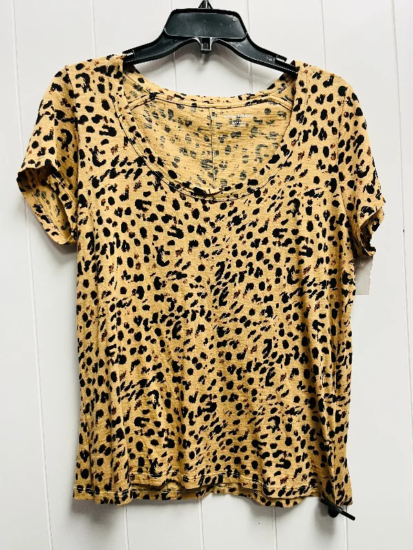 women's tops with asymmetrical designsTop Short Sleeve By Banana Republic In Animal Print, Size: Large