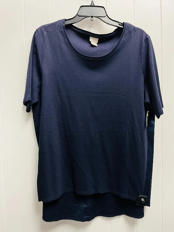 women's tops for those who love to shop for unique findsTop Short Sleeve Basic By Chicos In Navy, Size: L