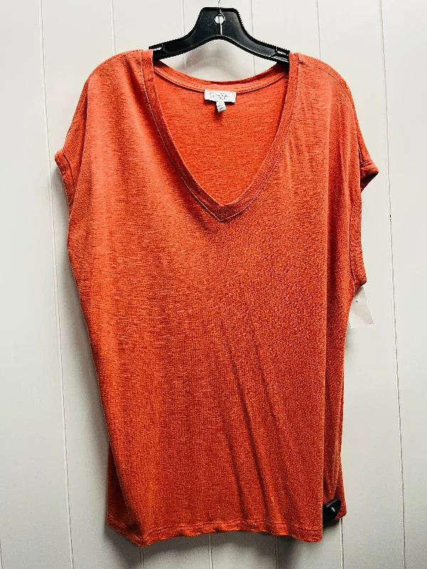 women's tops for smart casual looksTop Short Sleeve By Jessica Simpson In Orange, Size: Xl