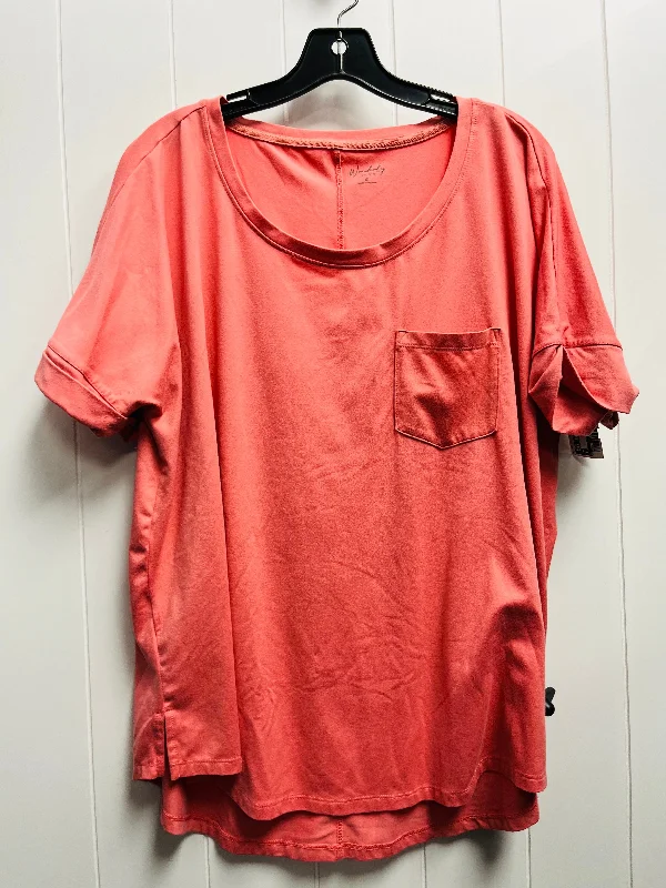 women's tops for evening soireesTop Short Sleeve Basic By Wonderly In Coral, Size: Xl