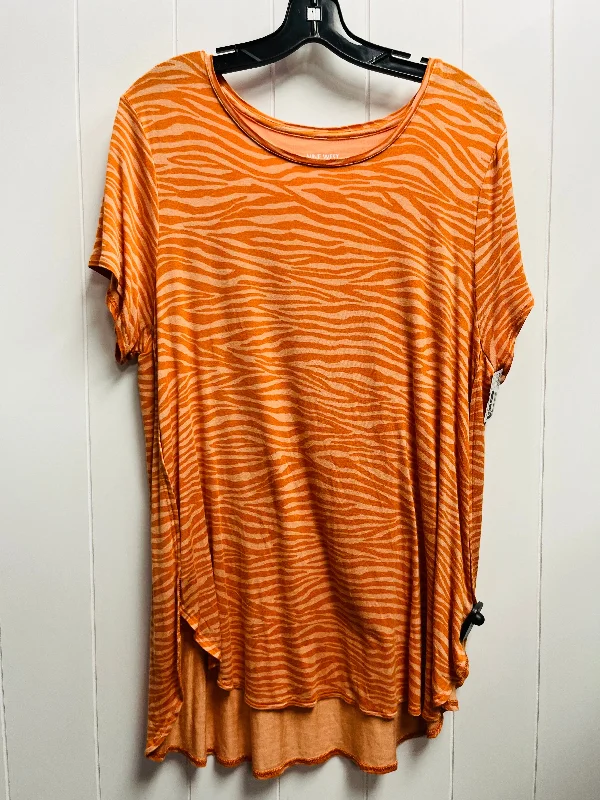 women's tops with sheer overlaysTop Short Sleeve Basic By Nine West Apparel In Orange, Size: Xl