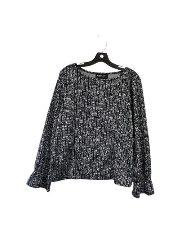 women's tops with asymmetrical designsTop Long Sleeve By Evan-picone In Black & White, Size: Xl