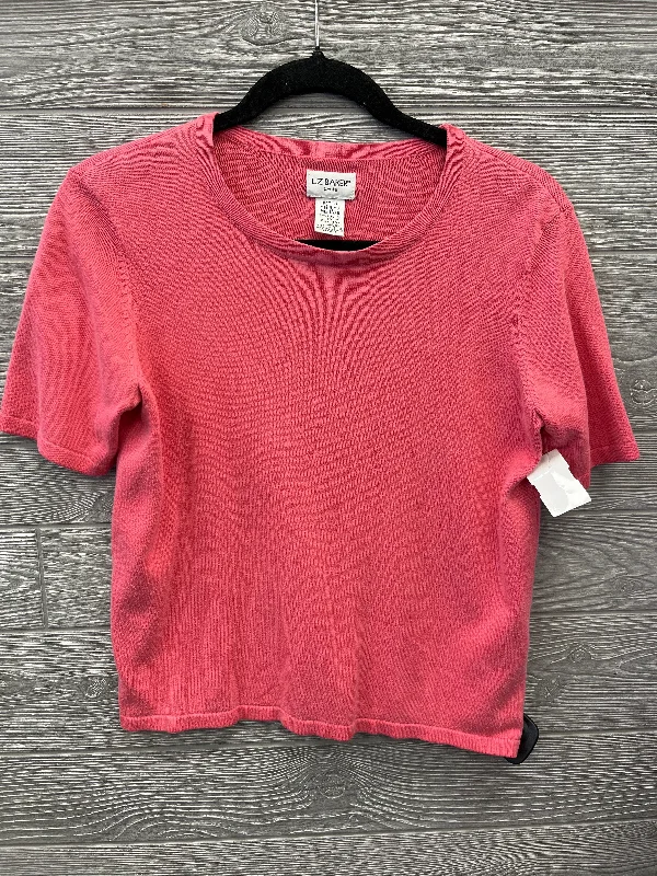 elegant women's topsTop Short Sleeve By Liz Baker In Pink, Size: M