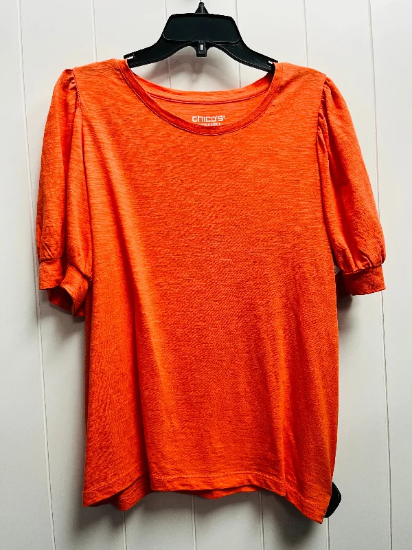 women's tops for cocktail partiesTop Short Sleeve By Chicos In Orange, Size: Xl