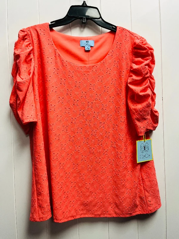 women's tops for beach outingsTop Short Sleeve By Cece In Orange, Size: Xl