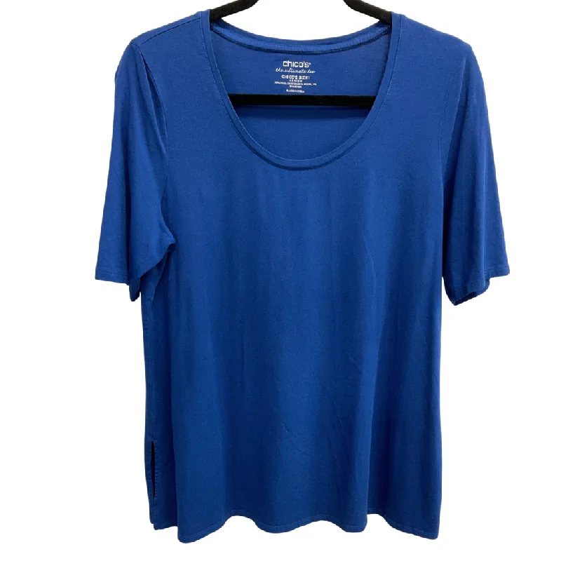 women's tops for those who want to add a bit of flair and personality to their looksTop Short Sleeve Basic By Chicos In Blue, Size: M