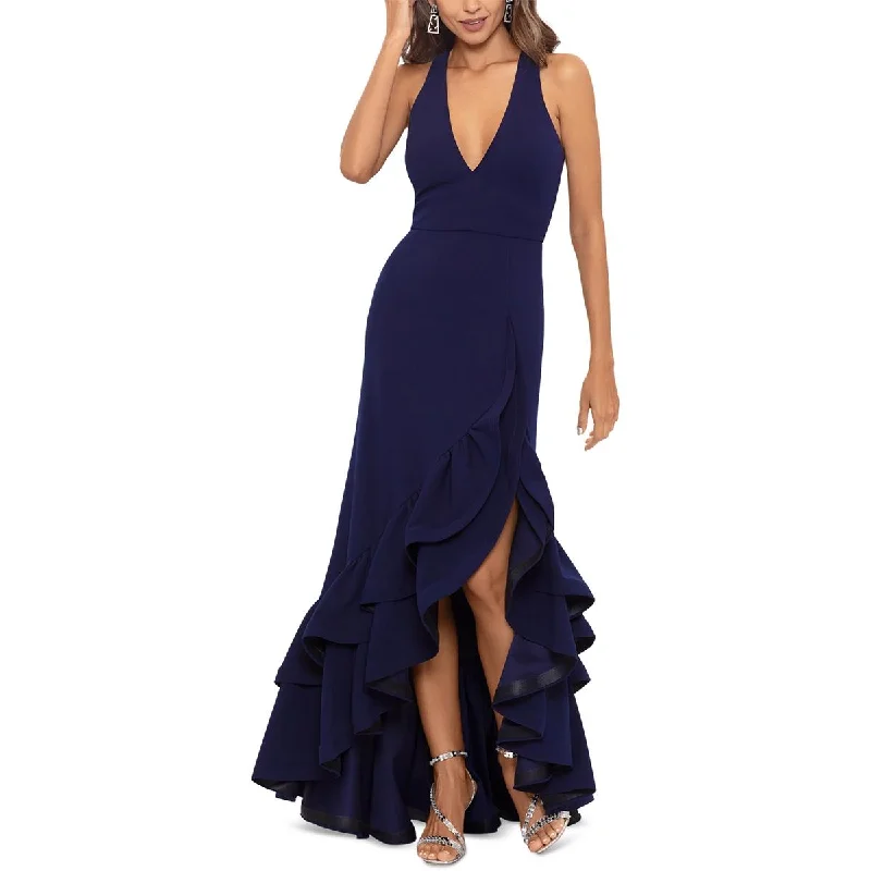 Tiered DressBetsy & Adam Womens Ruffled V-Neck Evening Dress