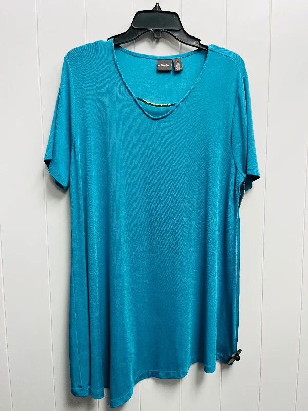 women's tops for those who want to wear pieces that are both comfortable and stylishTop Short Sleeve By Chicos In Teal, Size: L