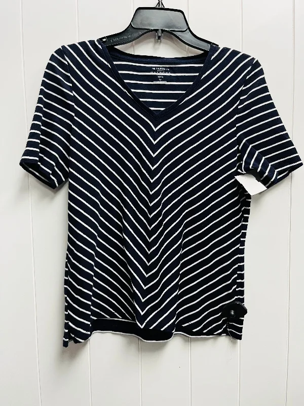 women's tops for those who want to make a fashion statementTop Short Sleeve By Talbots In Blue & White, Size: L