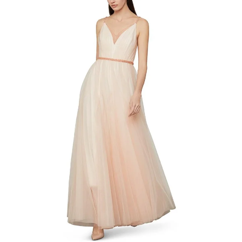 women's fashionable dressesBCBGMAXAZRIA Womens Tulle Beaded Evening Dress