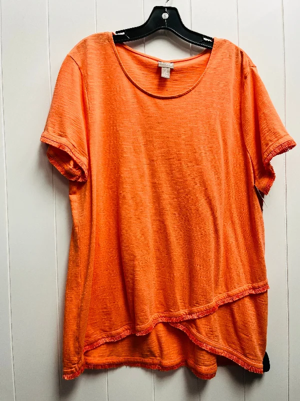 women's tops for fashion-forward individualsTop Short Sleeve By Chicos In Orange, Size: Xl