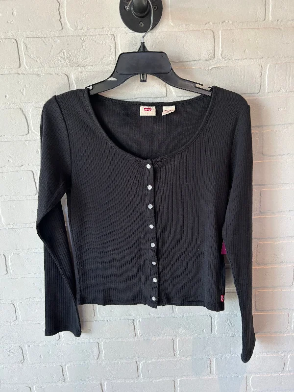 women's tops with lace-up frontsTop Long Sleeve By Levis In Black, Size: M