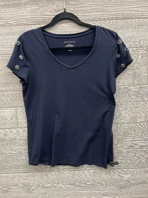 women's tops with sequin embellishmentsTop Short Sleeve By Ann Taylor In Blue, Size: L