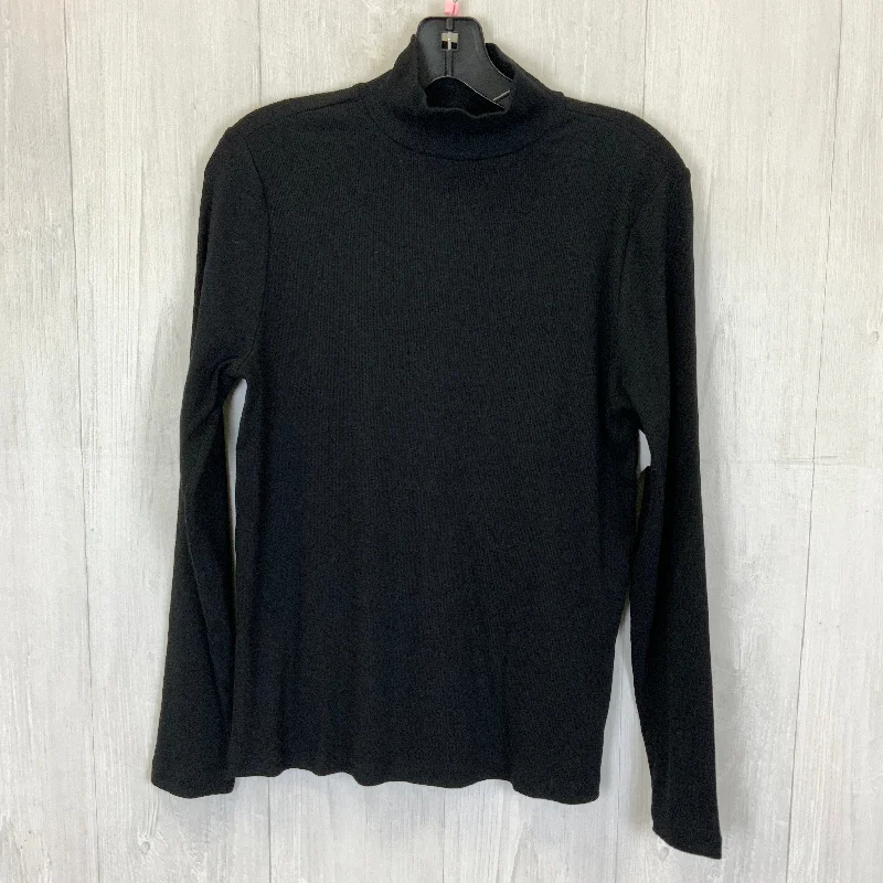 women's tops for those who want to wear versatile pieces that can be dressed up or downTop Long Sleeve Basic By Loft In Black, Size: L