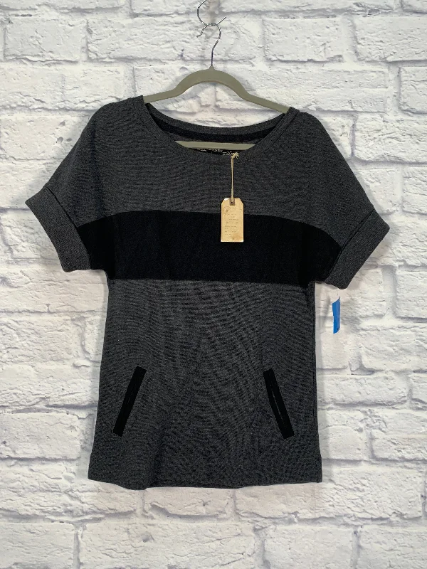 women's tops for summer festivalsTop Short Sleeve Designer By All Saints In Black & Grey, Size: S