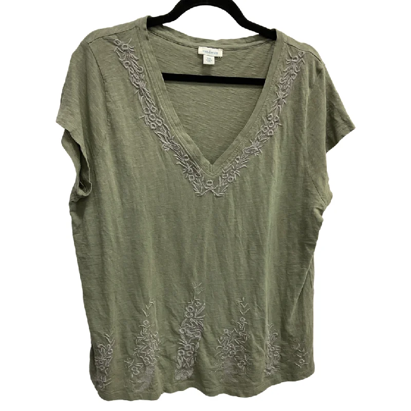 trendy women's topsTop Short Sleeve Basic By Sundance In Green, Size: Xxl