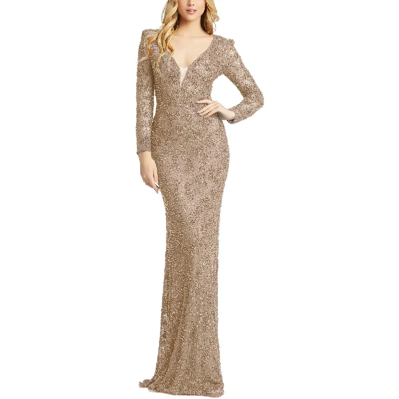 Wedding DressMac Duggal Womens Embellished Plunge Evening Dress