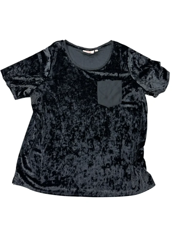 women's tops with built-in brasTop Short Sleeve By Evri In Black, Size: 1x