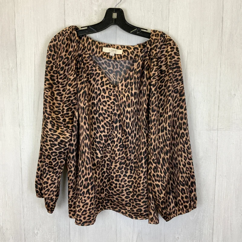 women's tops for those who want to stay warm and stylish during colder weatherTop Long Sleeve By Loft In Leopard Print, Size: L