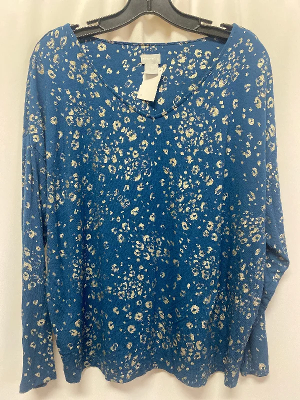 luxury women's topsTop Long Sleeve By Chicos In Blue, Size: L