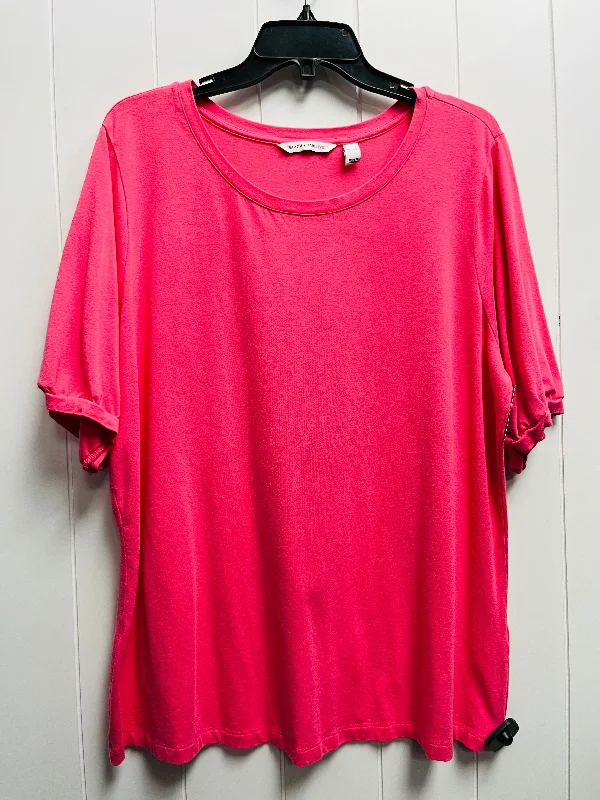 chic women's tops for everyday wearTop Short Sleeve Basic By Isaac Mizrahi Live Qvc In Coral, Size: Xl