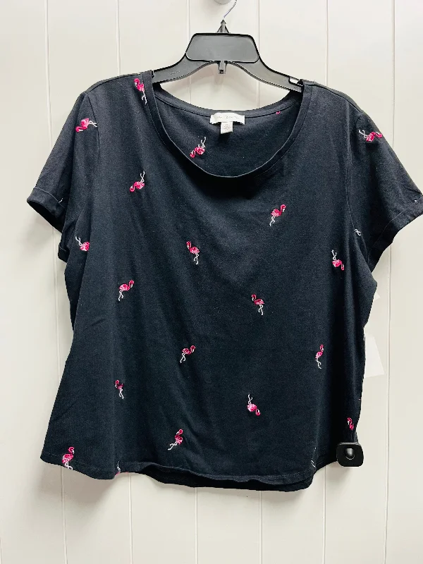 women's tops for those who want to stay updated with the latest fashion trendsTop Short Sleeve By Vintage America In Black & Pink, Size: Xl