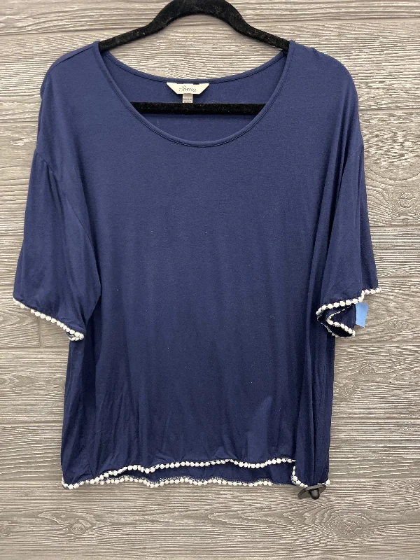 women's tops with lace-up frontsTop Short Sleeve By Soma In Navy, Size: M