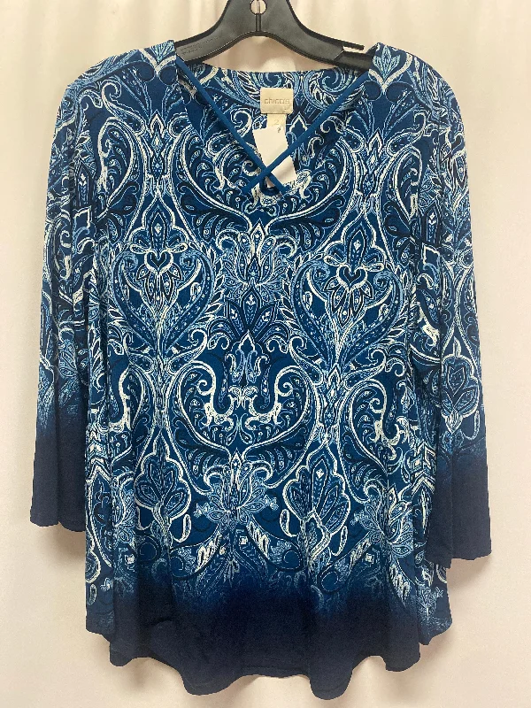 women's tops that offer a perfect blend of style, comfort, and affordabilityTop Long Sleeve By Chicos In Blue, Size: L