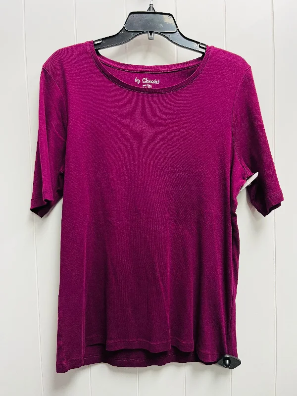 women's tops for evening soireesTop Short Sleeve Basic By Chicos In Purple, Size: L