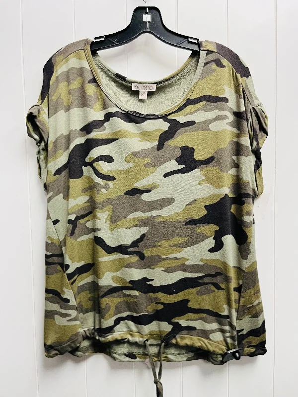 cozy women's tops for fall and winterTop Short Sleeve By Eliane Rose In Camouflage Print, Size: L