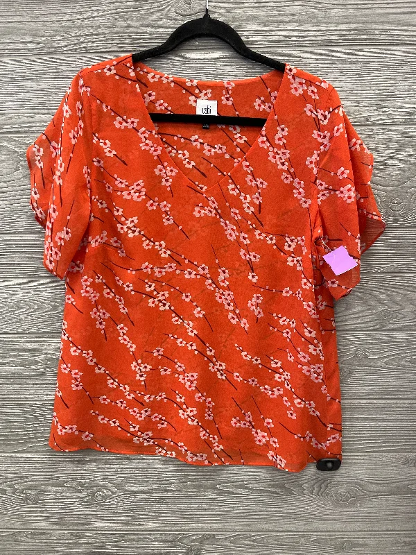 women's tops for those who believe in expressing their individuality through fashionTop Short Sleeve By Cabi In Orange, Size: M