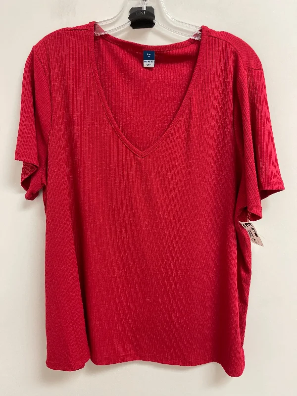 women's tops with ruffled hemsTop Short Sleeve By Old Navy In Red, Size: Xl