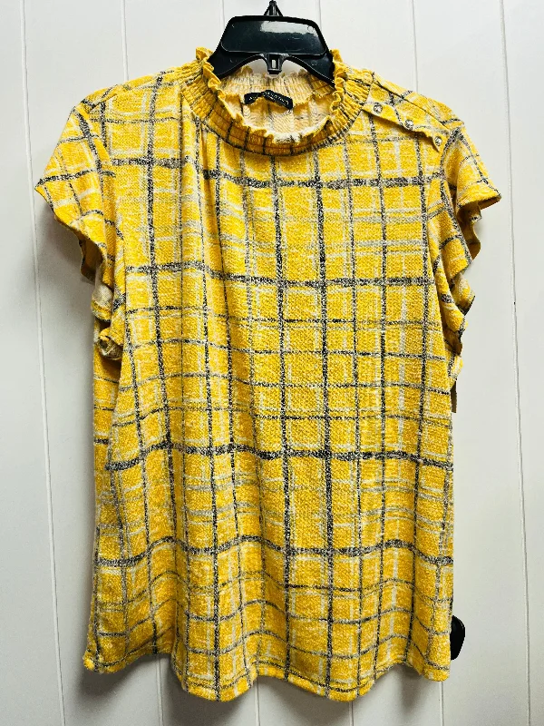 chic women's tops for everyday wearTop Short Sleeve By Adrienne Vittadini In Yellow, Size: Xl