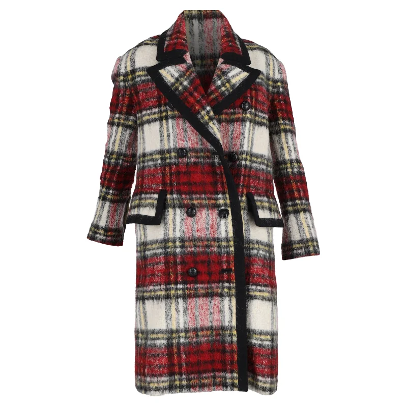 eco-friendly women's coatsBurberry Tartan Plaid Double-Breasted Coat in Multicolor Wool