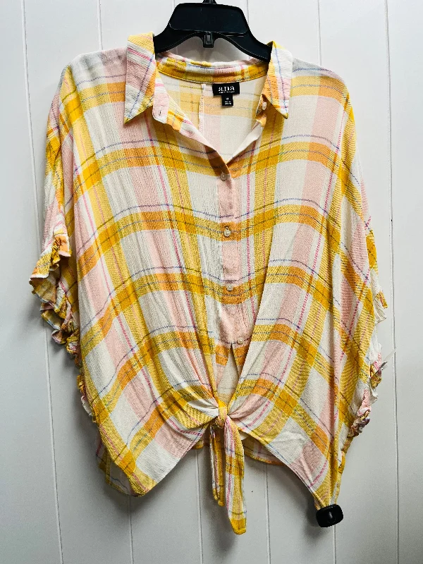 women's tops for those who want to stay warm and stylish during colder weatherTop Short Sleeve By Ana In Pink & Yellow, Size: Xl