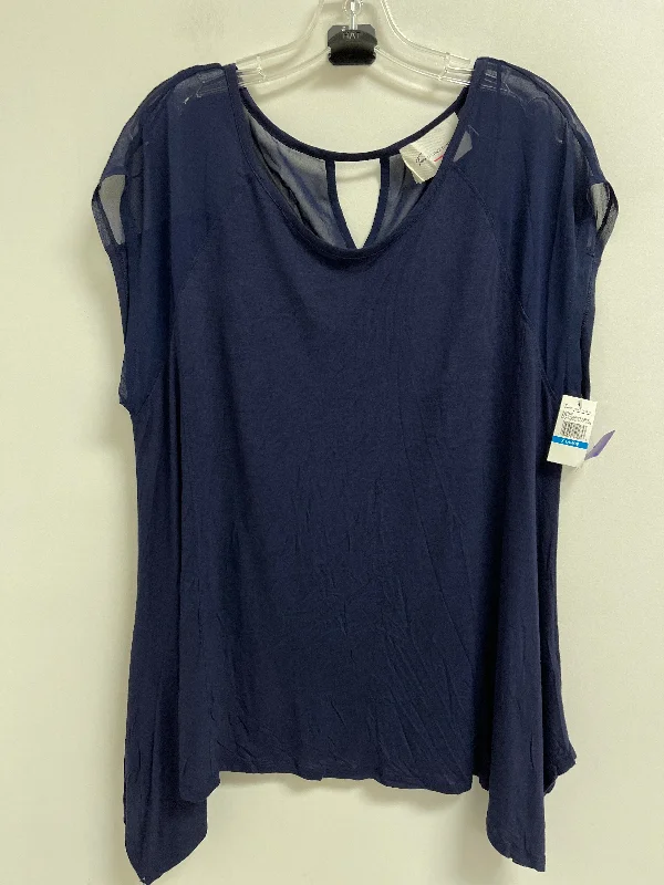 chic women's tops for everyday wearTop Short Sleeve By Vince Camuto In Navy, Size: Xl