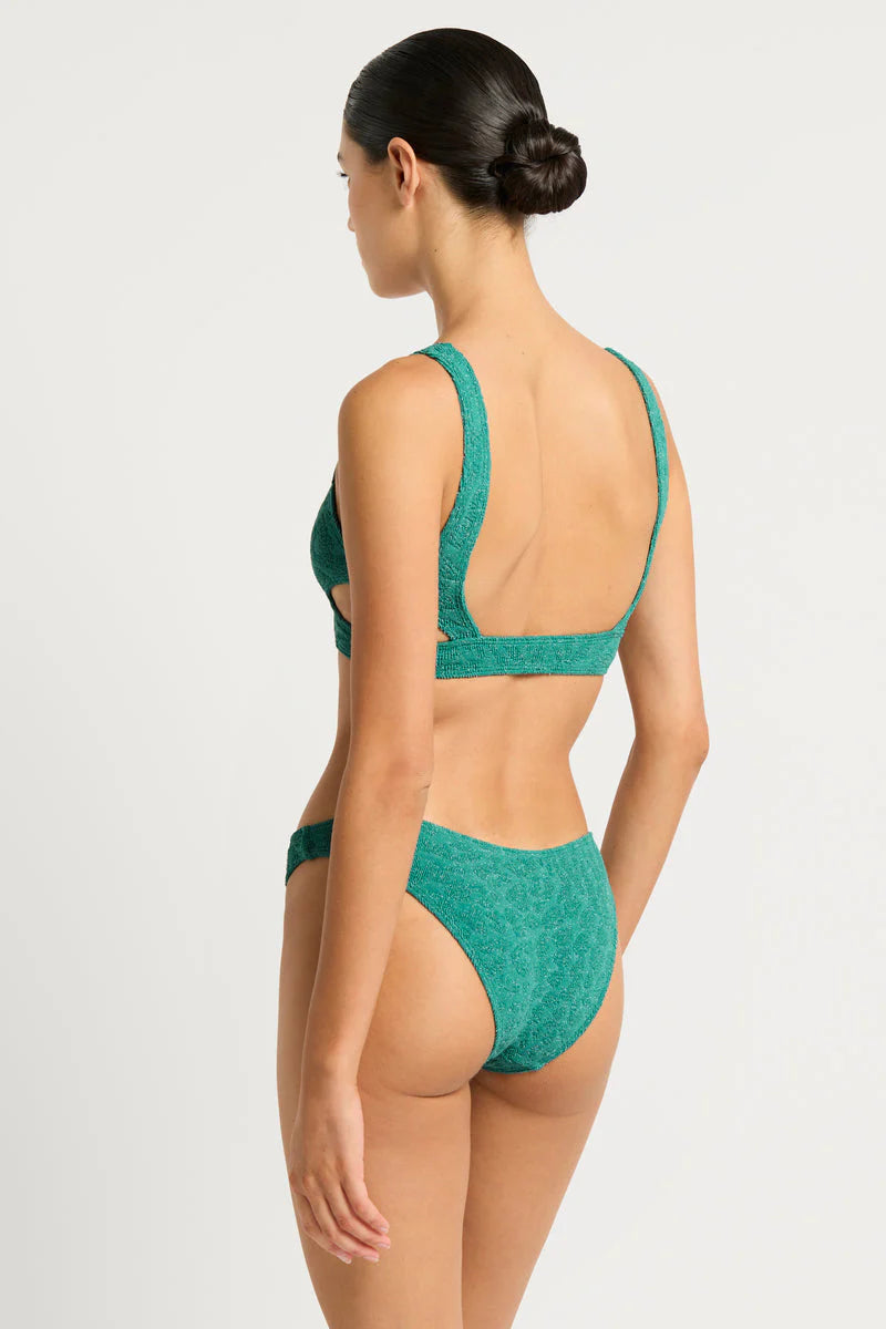 Metallic Female SwimwearSign Brief Teal Lurex