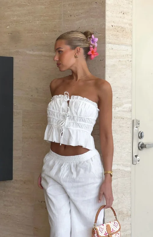 Secret Society Strapless Top White