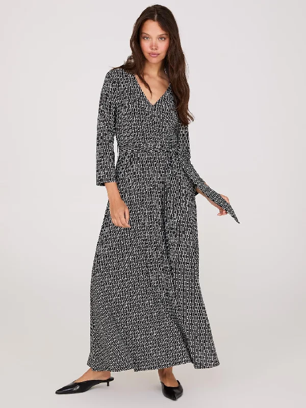 Button-Down DressGeo Print Crossover A-Line Maxi Dress