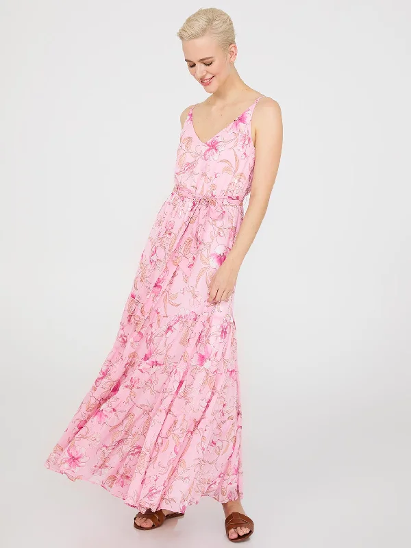 Embellished DressFloral Print 3-Tier Maxi Dress