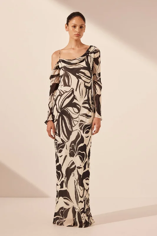 Jersey DressIMANE ASYMMETRICAL LONG SLEEVE MAXI DRESS