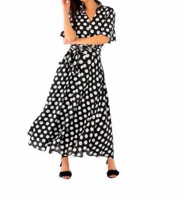 women's tall dressesPanache Maxi Dress Polka Dot In Black/white