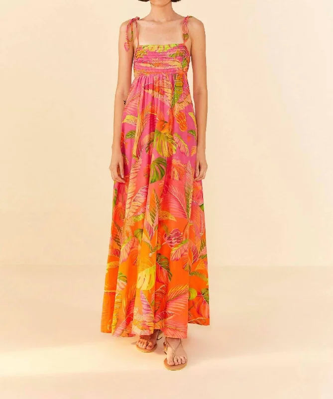 women's bespoke dressesOmbre Forest Maxi Dress In Orange