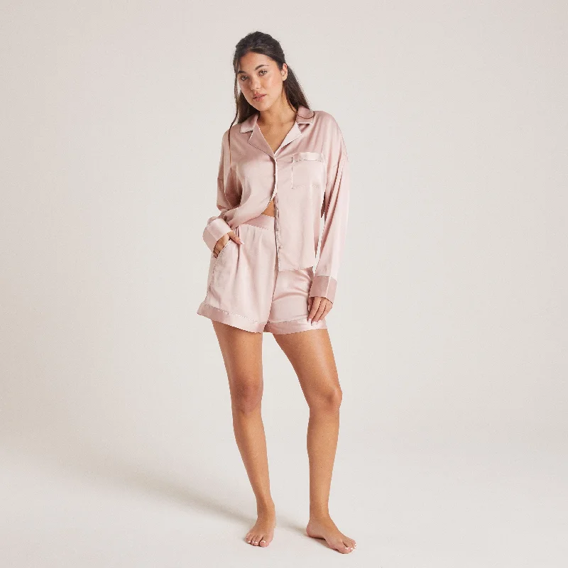 Sparkle Satin Pyjama Shorts - Blush